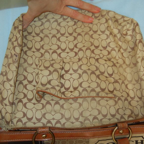 Coach Leather Gallery Purse Shoulder Bag Signature Brown Logo Hangtag Lined - Picture 2 of 14